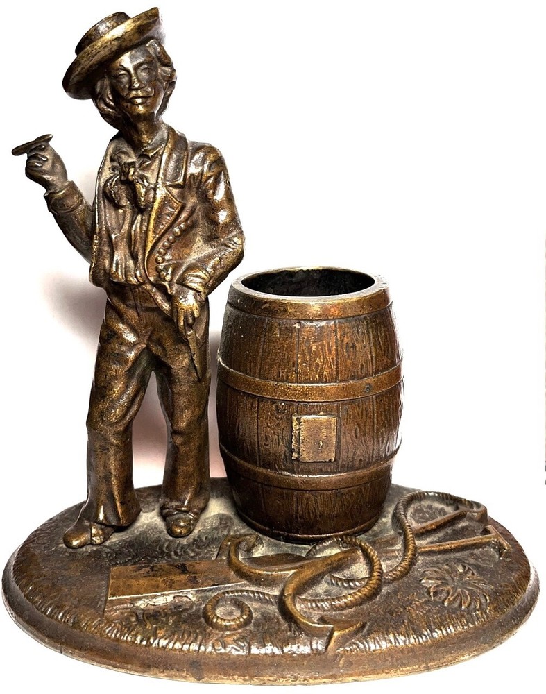 Antique Bronze Sailor, Tar smoking Cigar  Nautical Motif Cigar Holder, Anchor