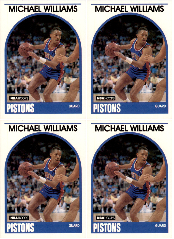 (4) 1989 Hoops #224 Micheal Williams RC Detroit Pistons Card Lot