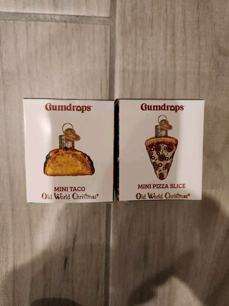 OLD WORLD CHRISTMAS - Pizza and Taco Mini Blown Glass Ornaments