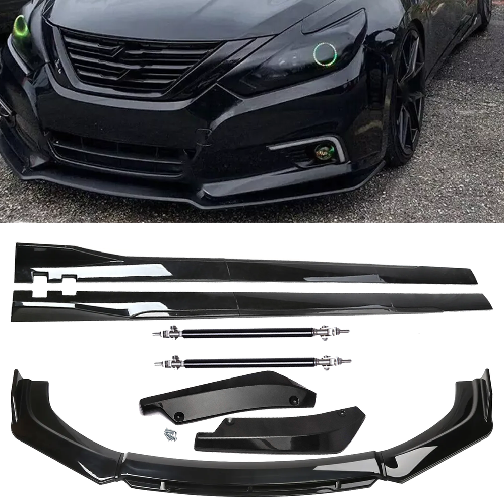 Front Bumper Lip Chin Spoiler Splitter Side Skirt Rear Rod For Nissan Sentra