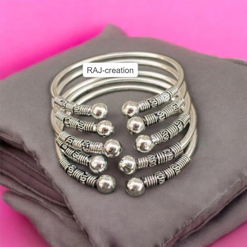 Thick West Indian Sterling Silver Bangles Set Of 5 Gift Shop