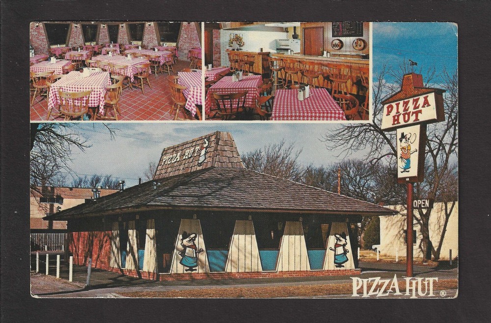 Albert Lea Minnesota MN 1971 Pizza Hut 2 for 1 Coupon Post Card, with PIZZA GUY!-image