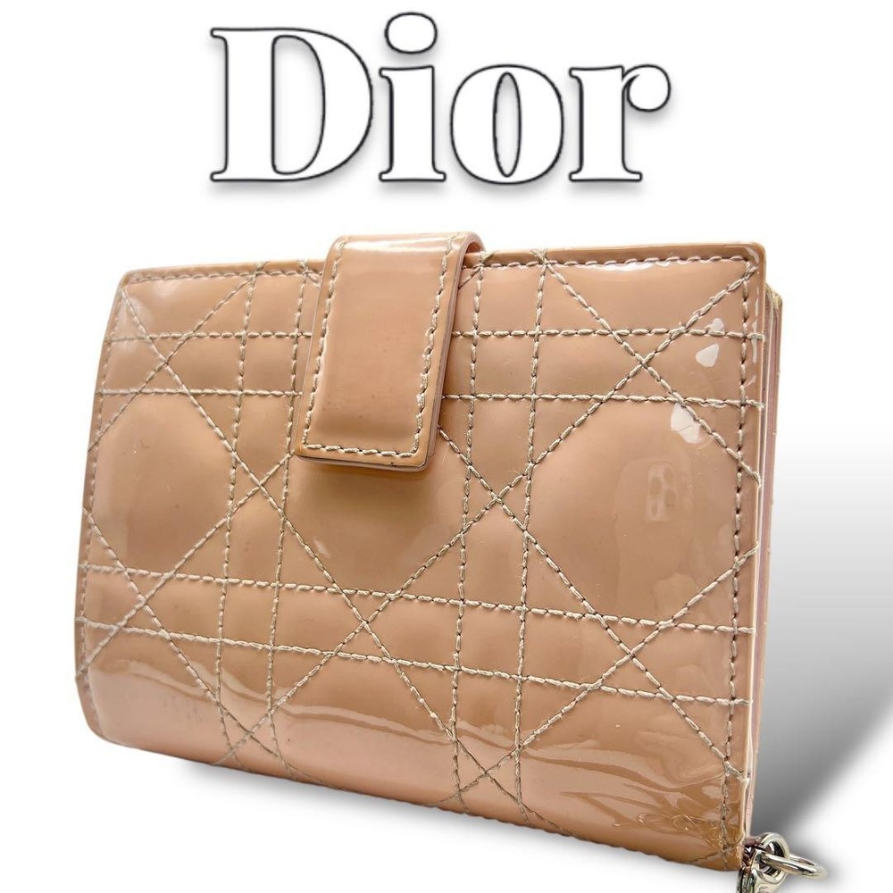 Christian Dior Canage Lady Leather Folding Wallet New