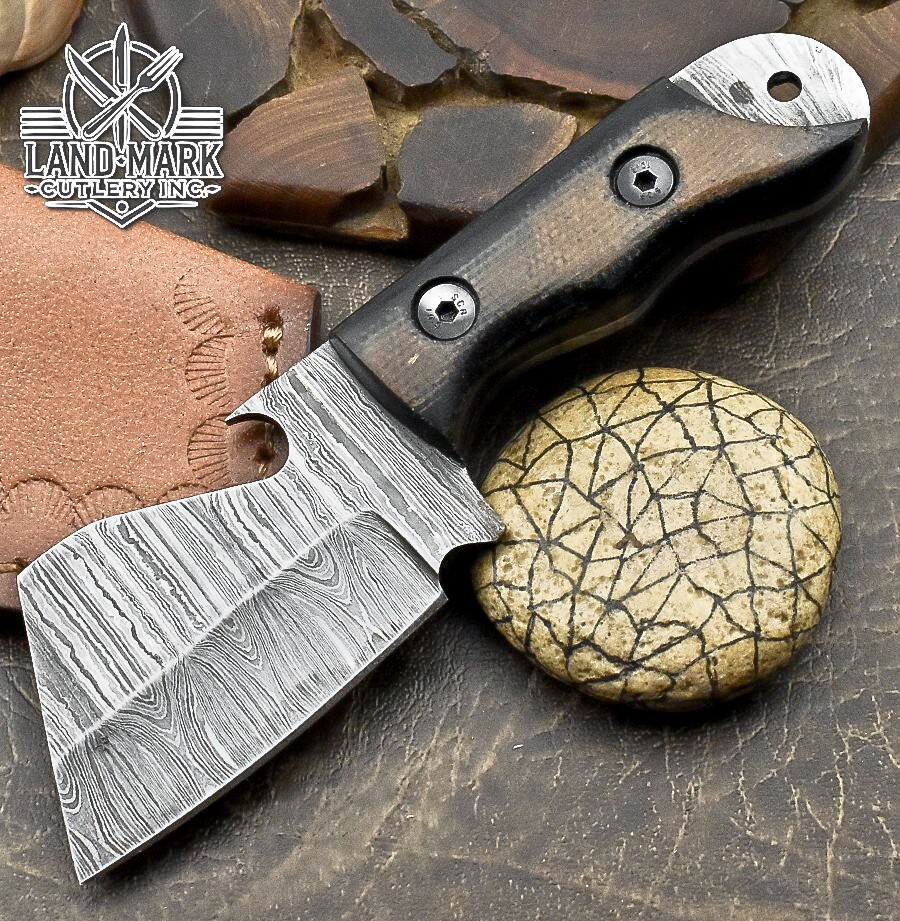 BEAUTIFUL DAMASCUS  STEEL HUNTING TANTO  KNIFE WITH MICARTA HANDLE