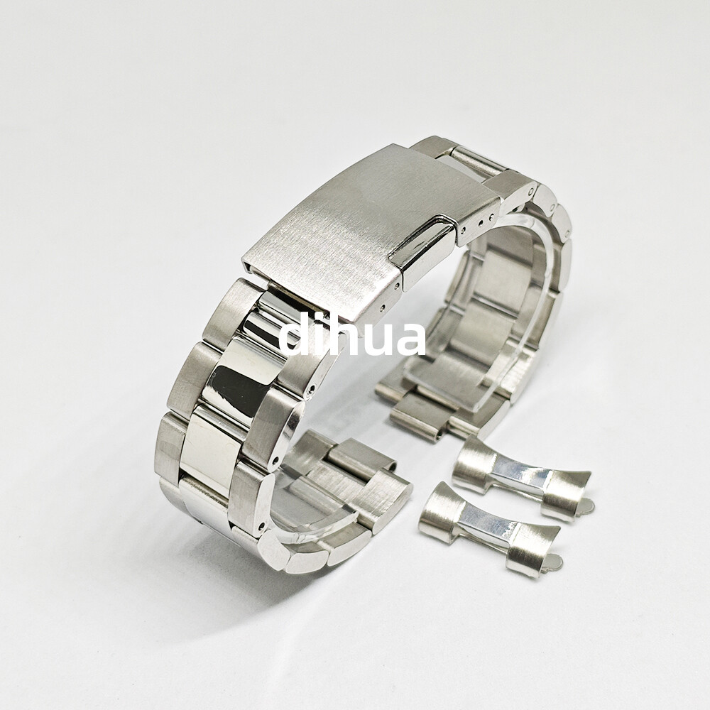 Curved End Metal Bracelet 16mm-22 24 26mm Solid Stainless Steel Watch Band Strap