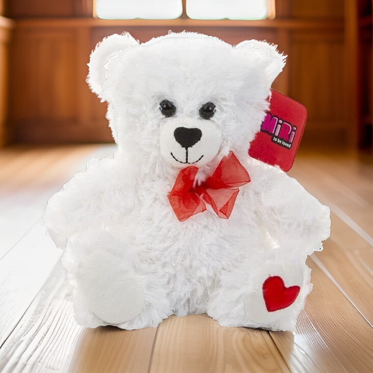 Mothers Day Gift Soft White Plush Teddy Bear with I Love You Heart 30cm-image