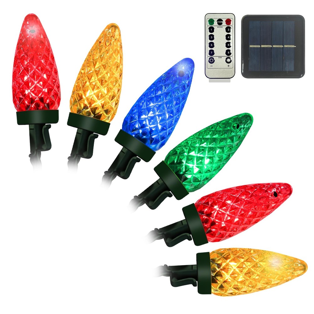 Solar Christmas Lights Outdoor 19.7ft 60 LED Strawberry String Lights
