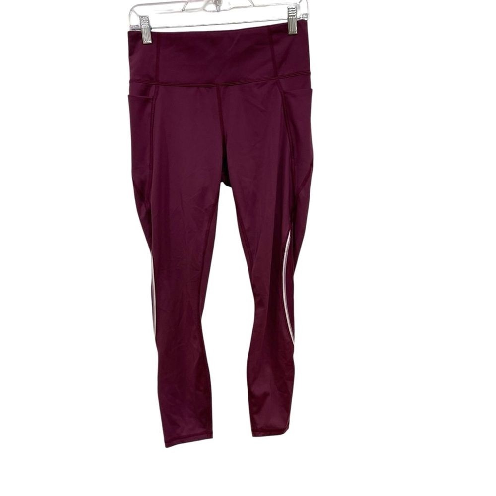 Members Mark High-Rise Mesh Workout Leggings for Women - Burgundy - Size Large-image