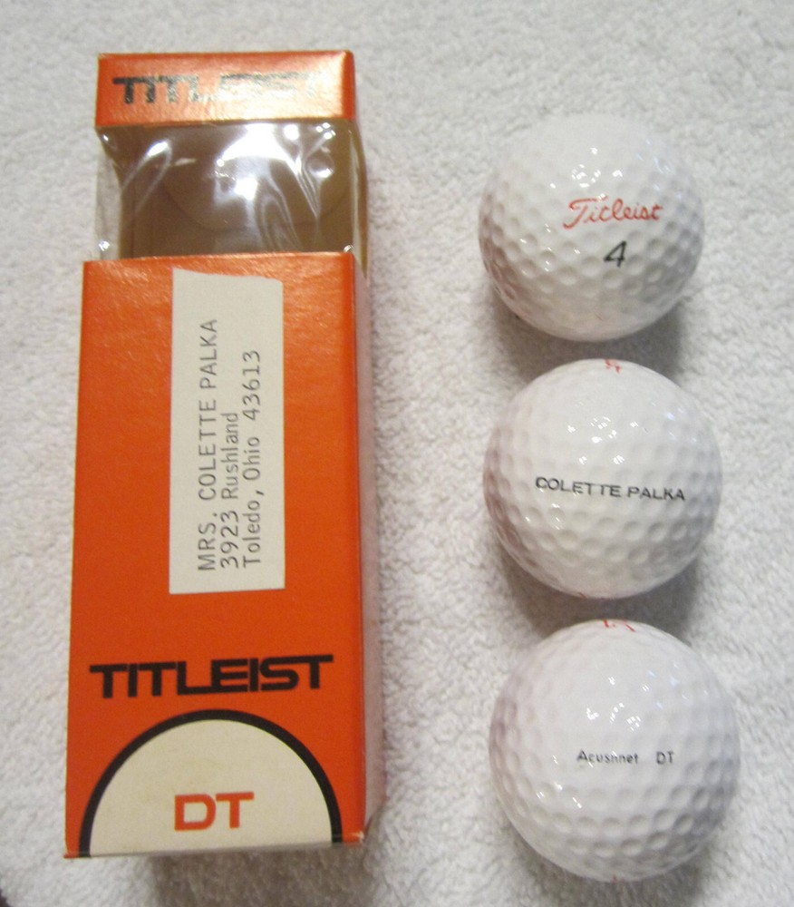 3 pack ACUSHNET TITLEIST DT Golf Balls NOS personalized Colette Palka,VTG