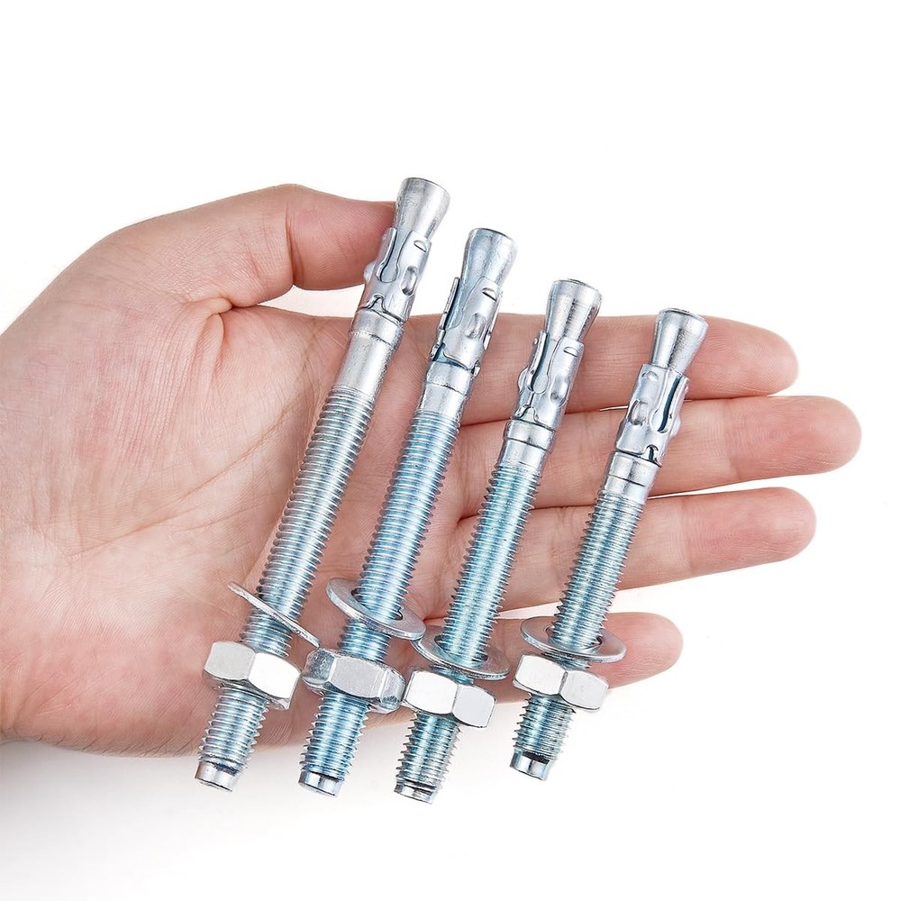 20 Pcs 3/8 Inch Zinc Plated Wedge Anchors for Concrete Reinforcement Kit