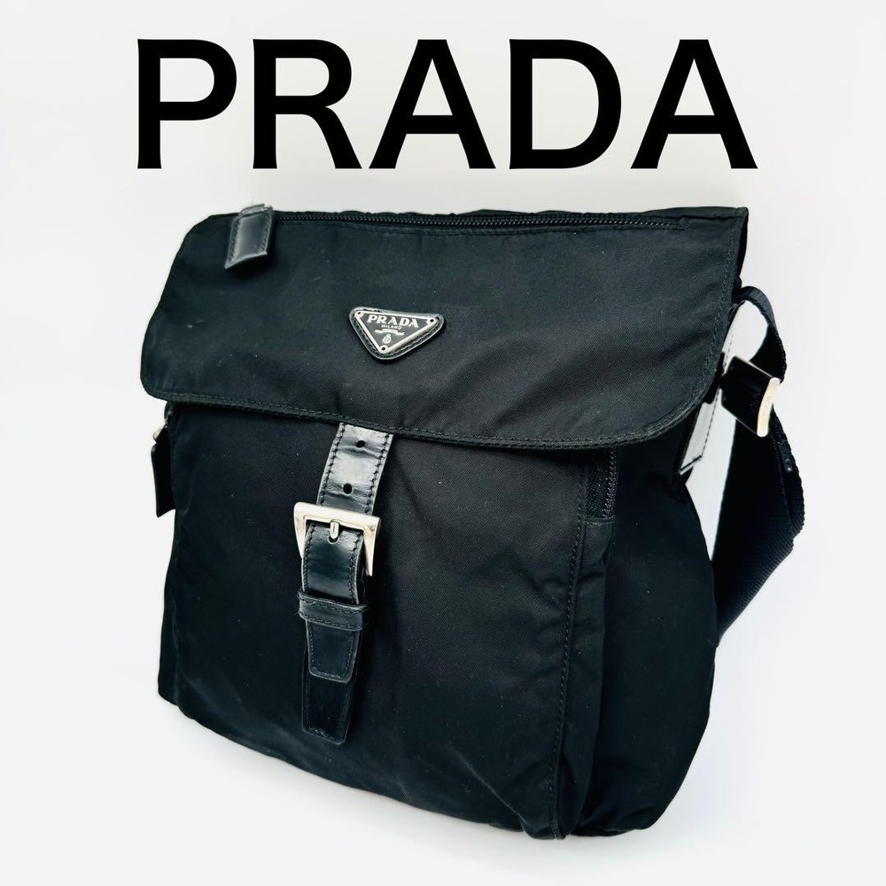 Prada Black Nylon Shoulder Bag Messenger 445 Crossbody Unisex