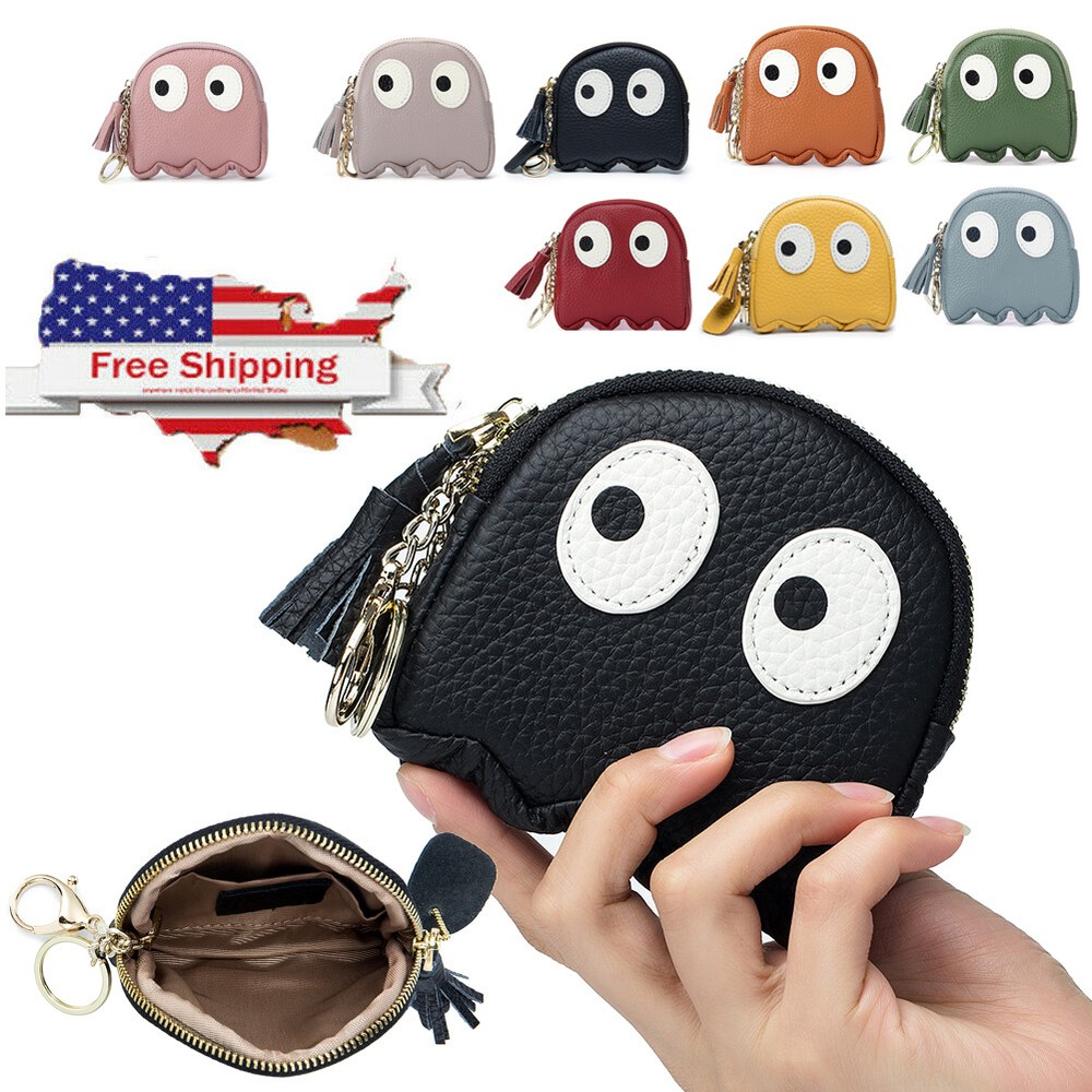 Women's Leather Zipper Wallet Coin Purse Small Clutch Bag Key Ring Wallet Pouch