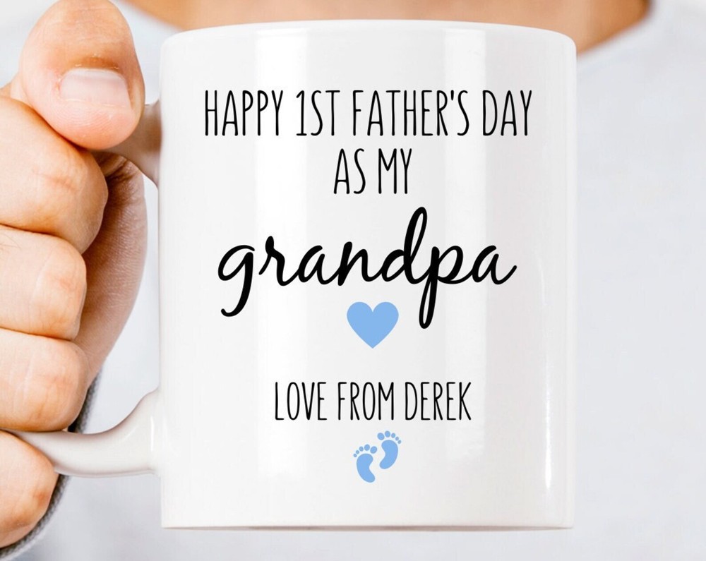 First Fathers Day As My Grandpa Mug Special Grandpa Coffee Mug Custom Baby Name