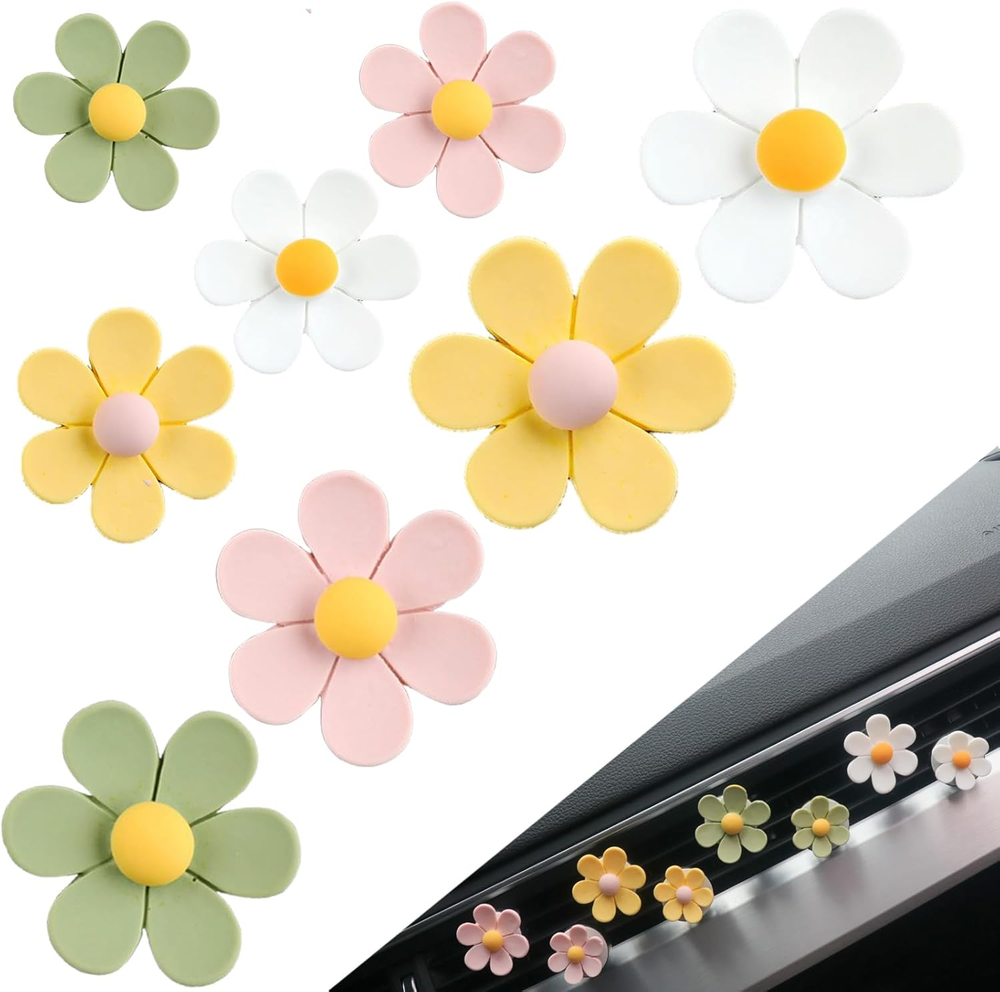 6 PCS Car Accessories for Women, Flower Car Air Vent Clips Air Conditioner Ou...