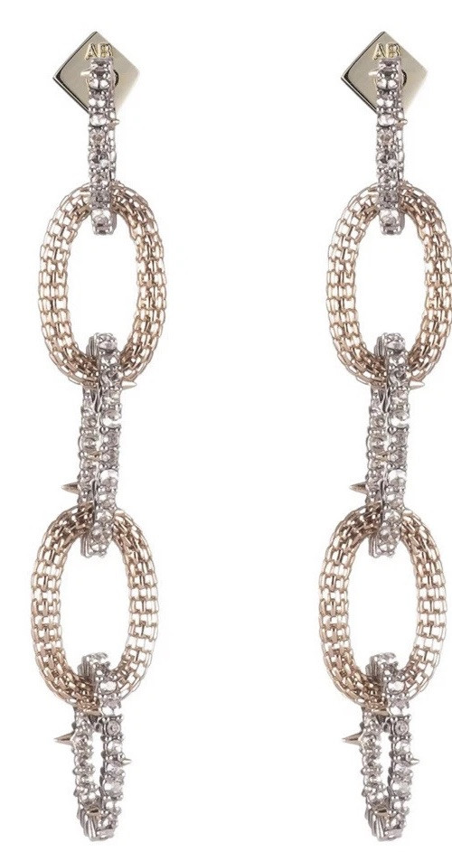 Alexis Bittar 2.5 Inch Gold Plated Encrusted Chain Drop Earrings