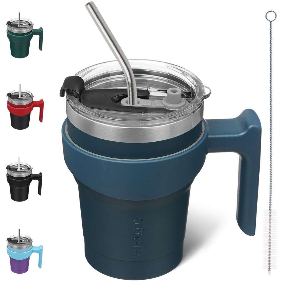 Tumbler With Handle 10oz Stainless Steel Insulated Tumbler Mugs With Lid And Str