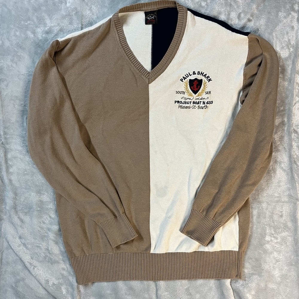 Paul & Shark Yachting Sweaters Men’s V-Neck XL Color block Miami St. Barth