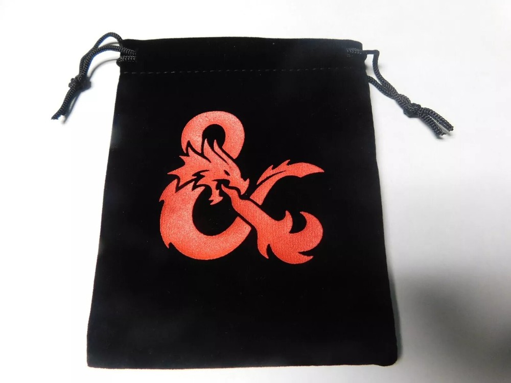 Black Dungeons and Dragons Dice Bag Bright Red D&D Logo Micro Suede New 4