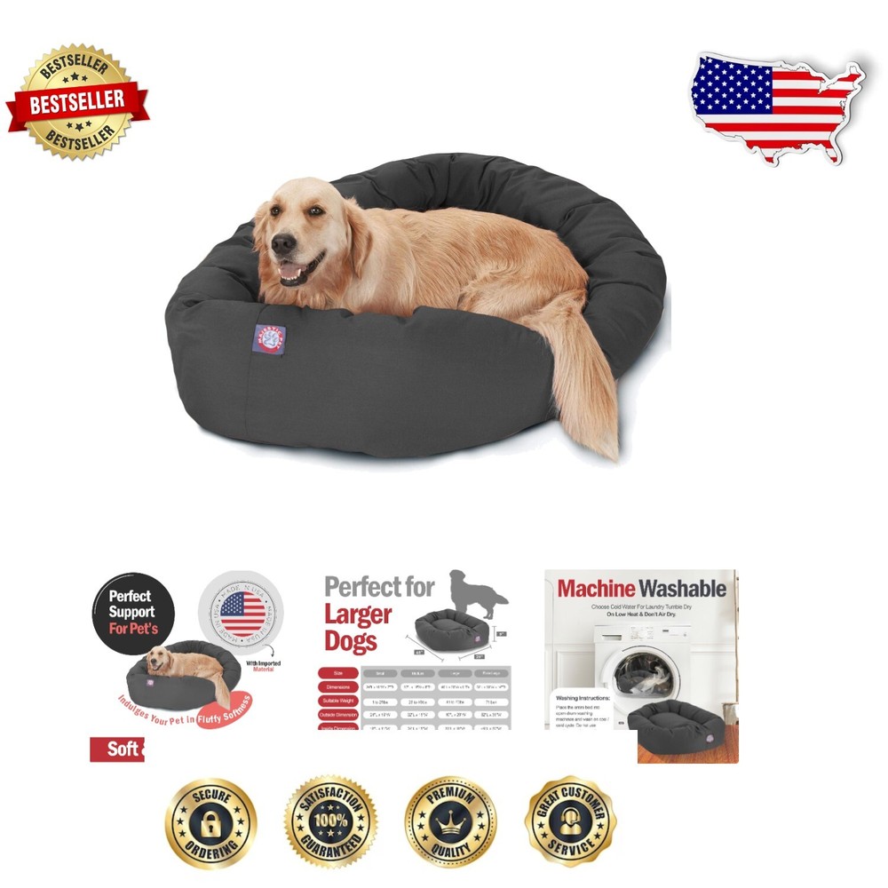 Luxury 40x29x9in Dog Bagel Bed—Soft Calming Donut Designed for Large Pets