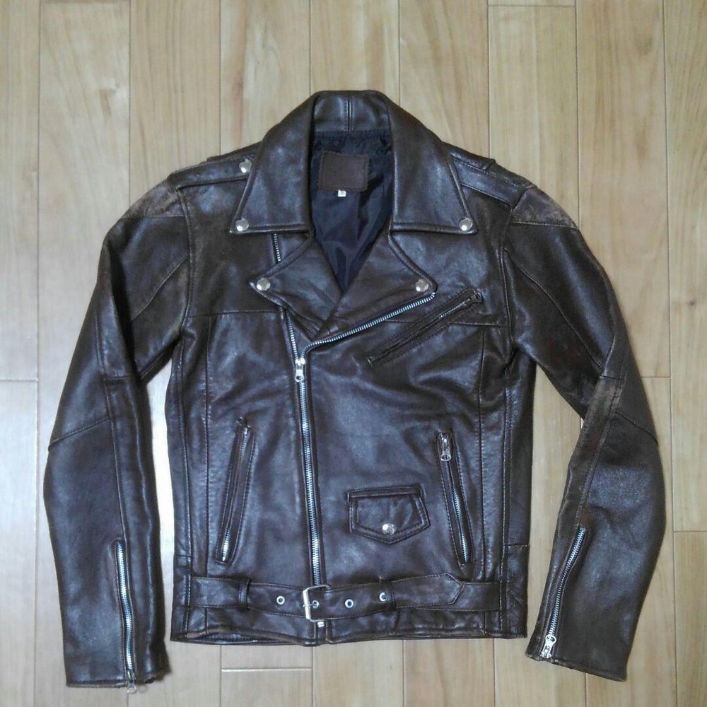 Old Clothes Double Riders Leather Jacket Brown Genuine