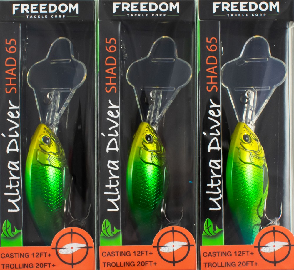 (LOT OF 6) FREEDOM TACKLE ULTRA DIVER SHAD 65 3/8OZ CHEAP SNGLSSES #43108 CO6357
