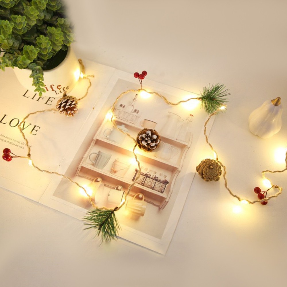 Copper Wire LED Pinecone String Lights Small Pine Needle Decoration EGMF