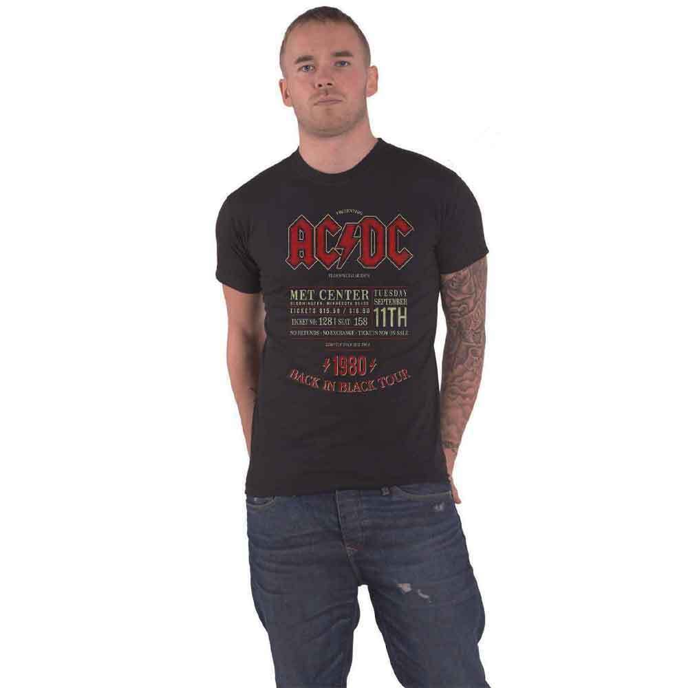 AC/DC T Shirt Minnesota met center 1980 Band Logo new Official Unisex Black Size