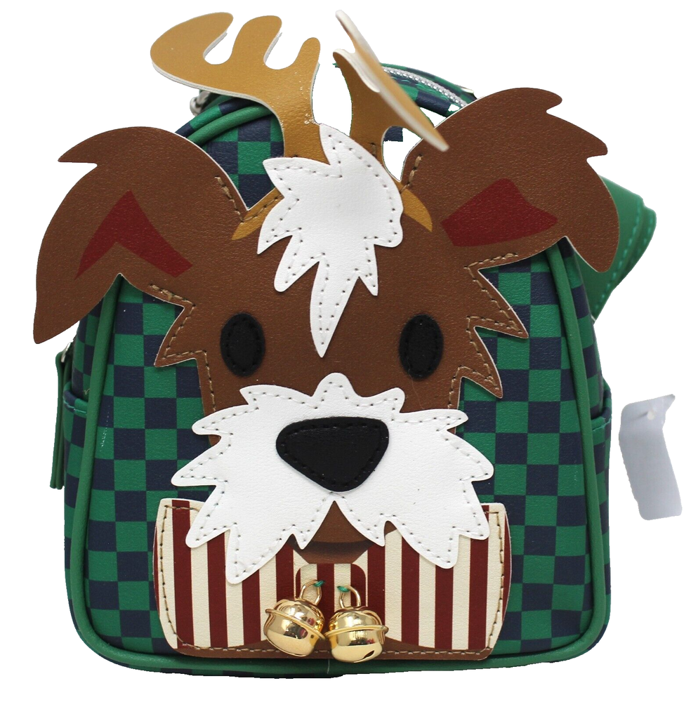 Bath & Body Works Reindeer Dog Backpack Mini Cosmetic Bag Makeup Zippered Bells