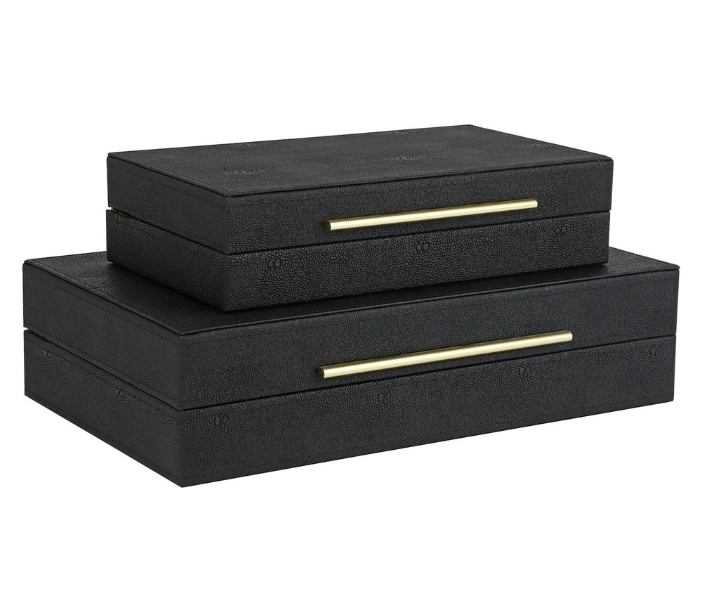 Stylish Faux Leather Nesting Keepsake Boxes Set of 2 for Home Decor