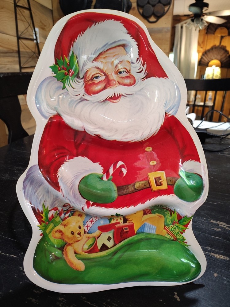 Vintage Santa Claus 3-Compartment Candy Cookie Tray 3