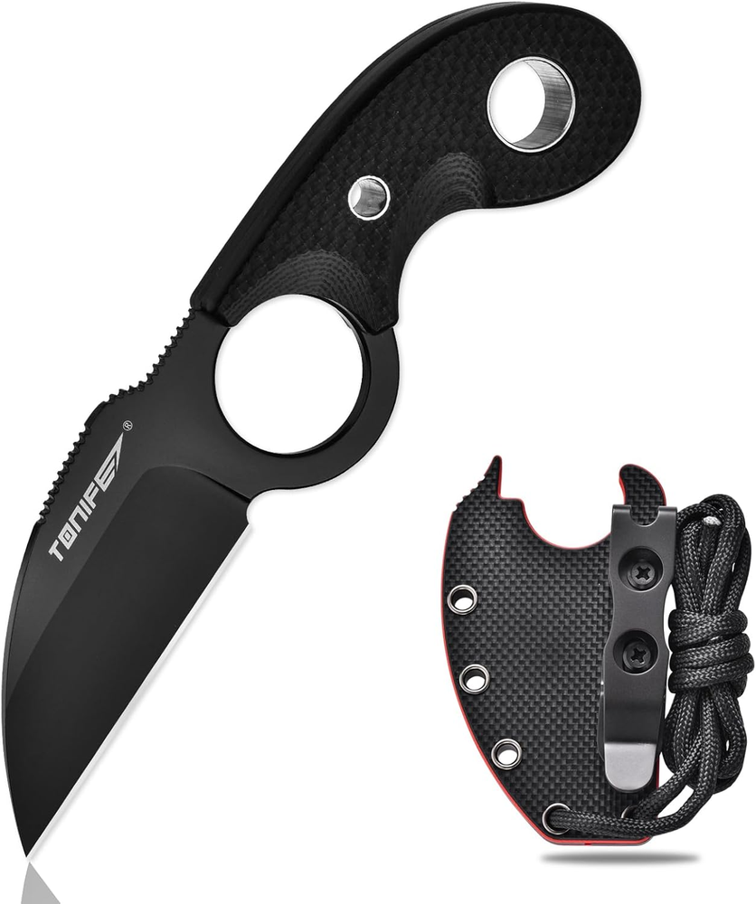 Compact Full Tang Fixed Blade Knife for EDC Camping with Sheath and Clip