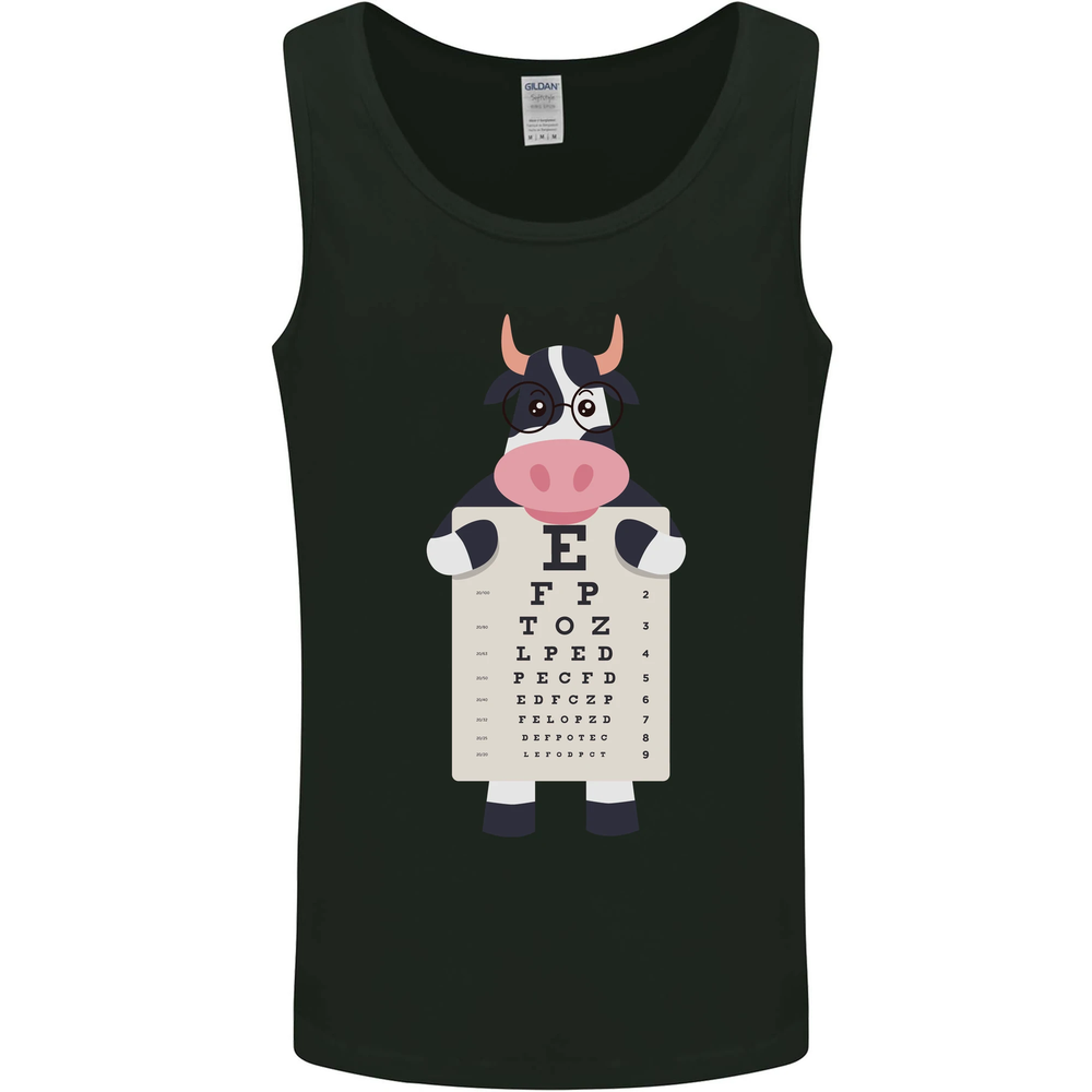 A Cow Holding a Snellen Eye Chart Glasses Mens Vest Tank Top
