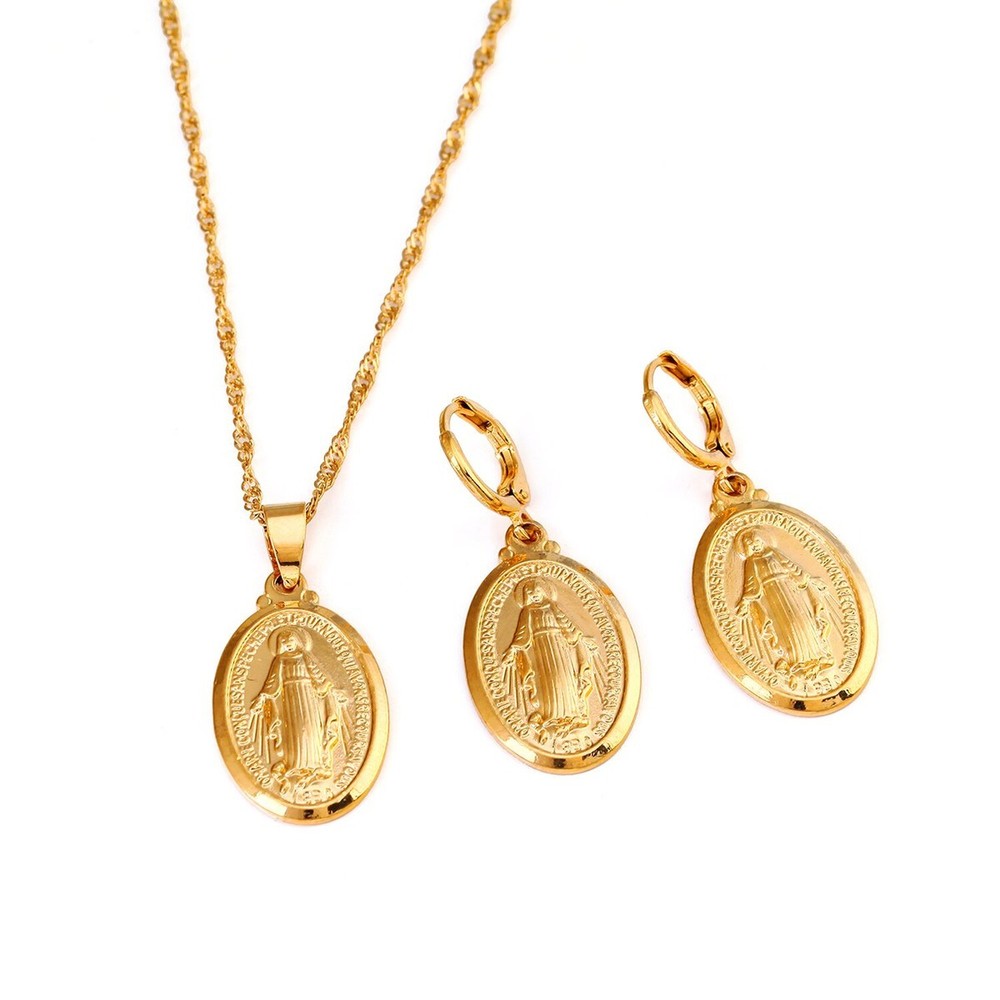 Gold Virgin Mary Pendant Goddess Jewelry Wholesale Cross Necklace
