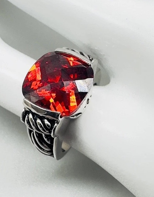 Park Lane Crimson Tide Red Silver Tone Ring Size 5 Retired Rhodium Plated
