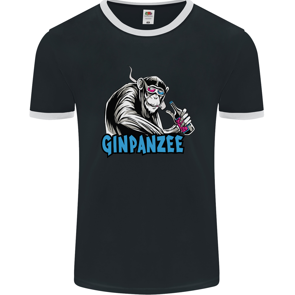 Ginpanzee Funny Gin Drinker Monkey Alcohol Mens Ringer T-Shirt by FotL