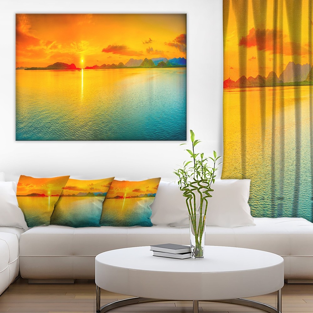 Designart - Sunset Over Sea Panorama - Seascape Photography  Mini