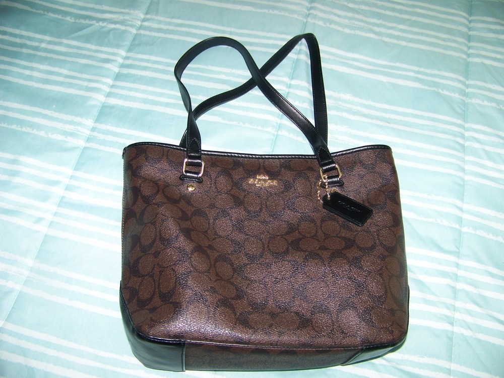 Coach Signature Canvas Zip-Top Tote Bag  