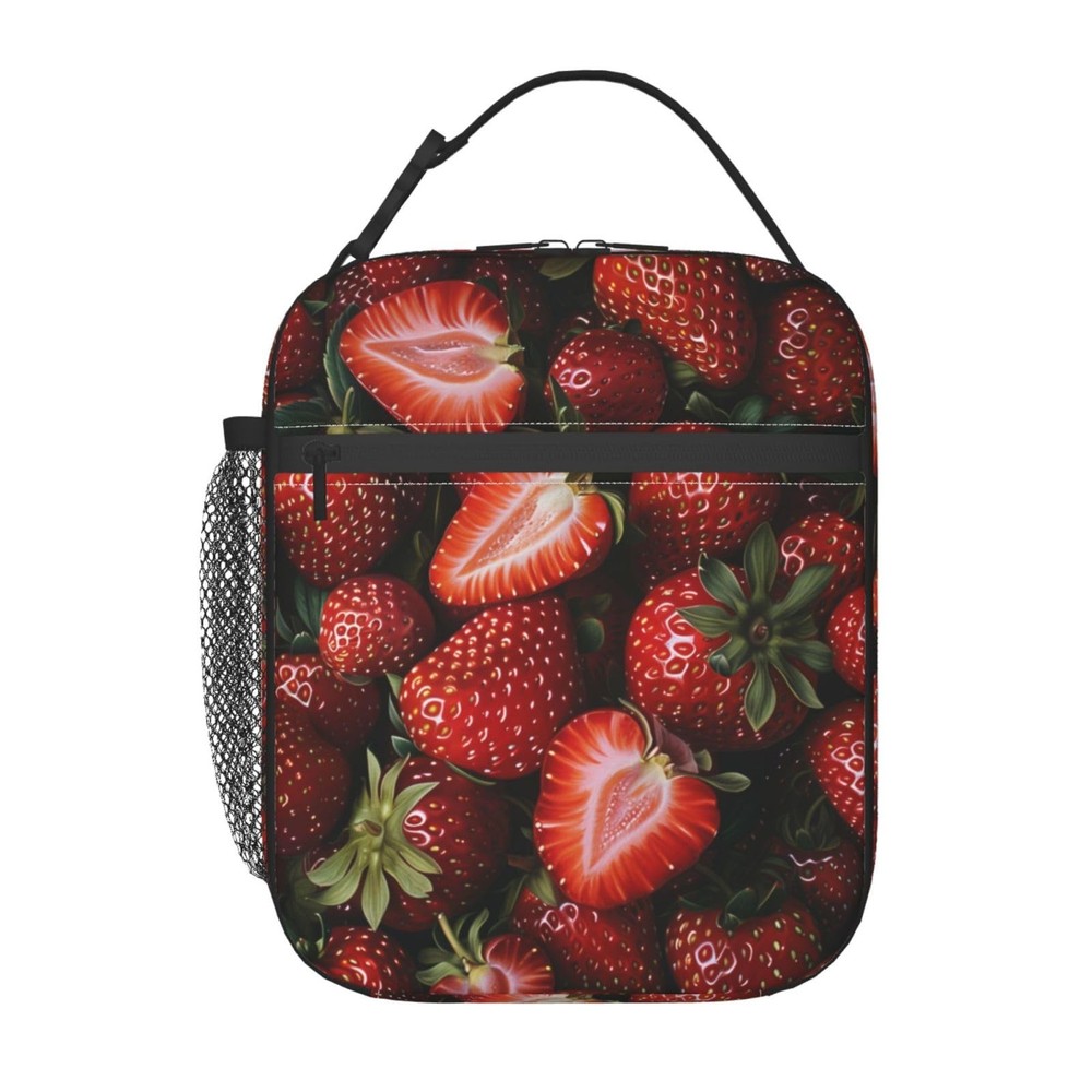 Strawberry Insulated Lunch Box for Women Girls Kids Reusable Cooler Bag