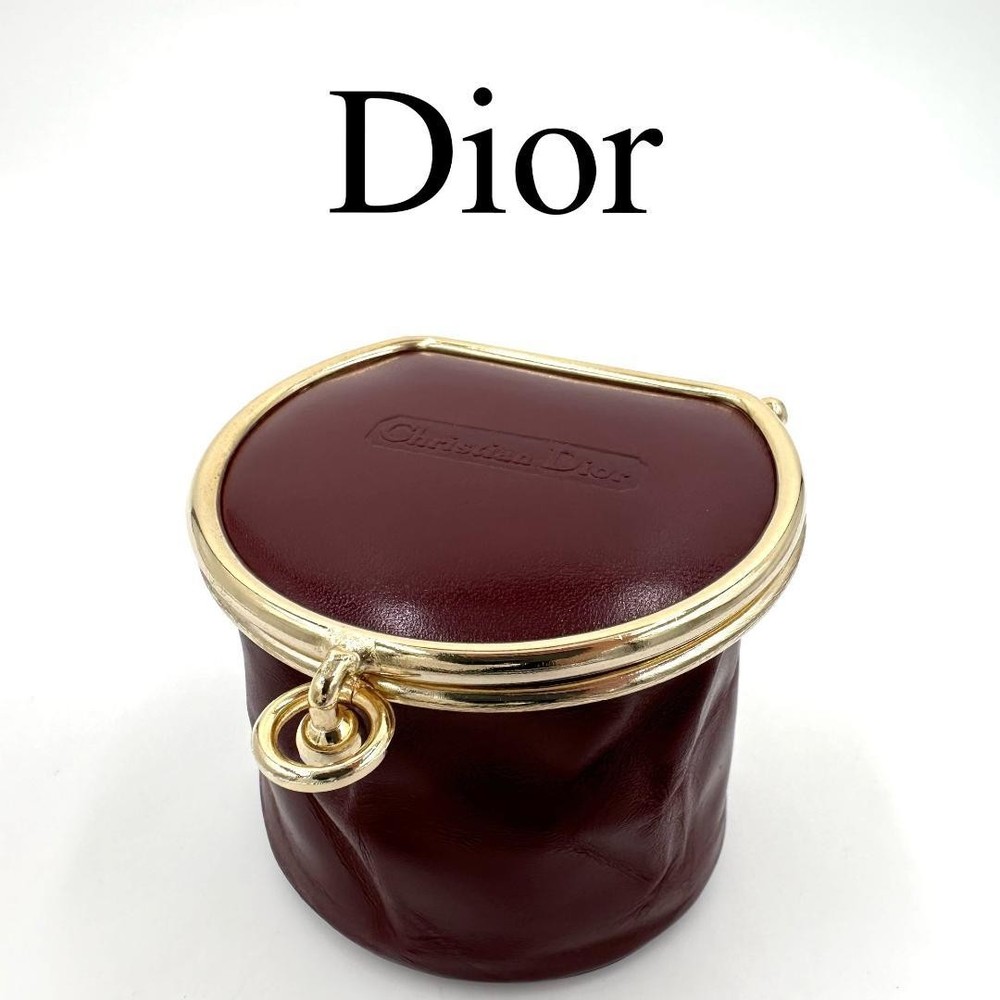 Vintage Christian Dior Bordeaux Leather Clasp Compact Wallet Coin Case 4293