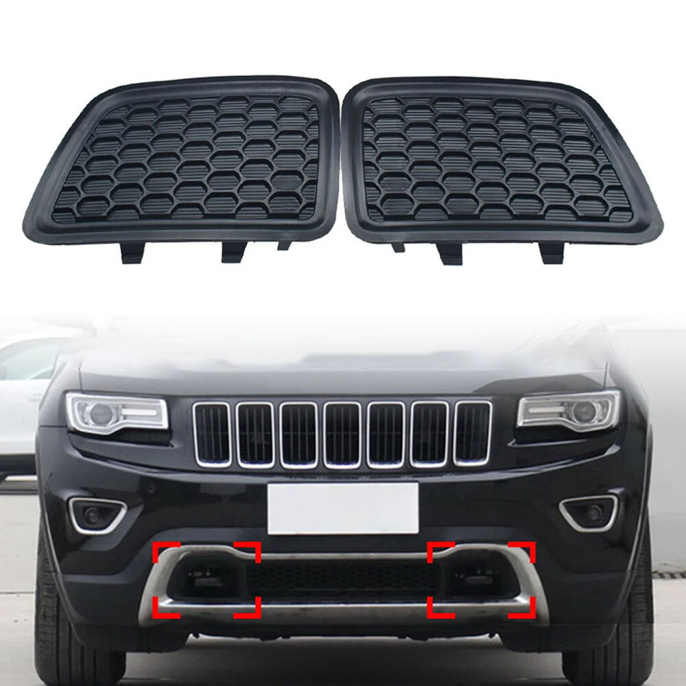 2X Front Lower Grille Tow Hook Cover Insert Bezel Fit 14-16 Jeep Grand Cherokee