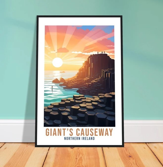 Giant's Causeway Travel Print Northern Ireland Seaside Coastal Landscape