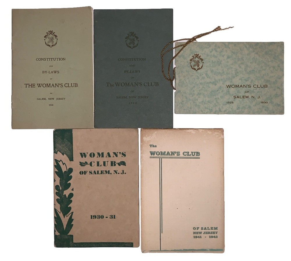 GROUP OF 5 BOOKLETS, 1918-1942, THE WOMAN'S CLUB OF SALEM, NEW JERSEY, NJ
