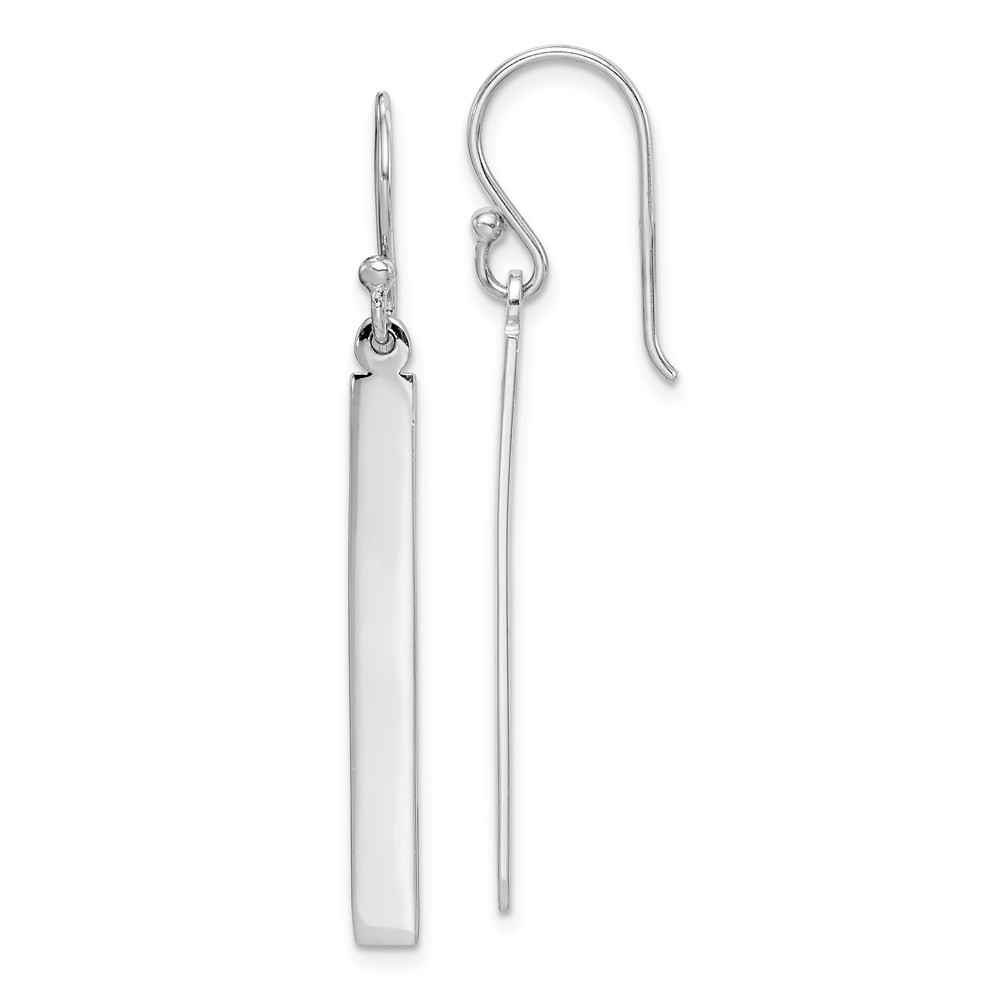 Sterling Silver Rhodium-plated Polished Bar Drop & Dangle Earrings 2.3gm L-44 mm