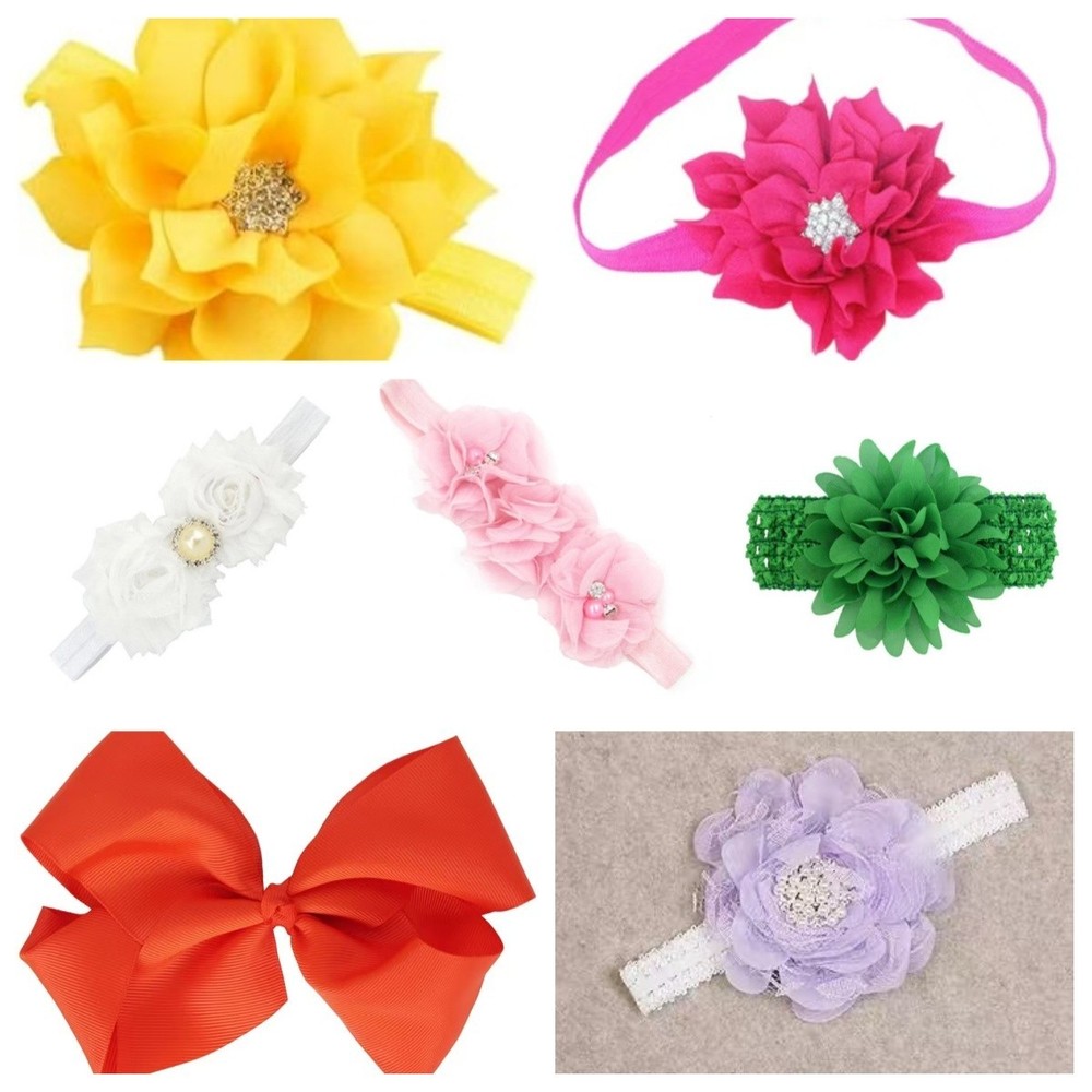 7-Pack Grosgrain Ribbon Hair Bows for Girls – Alligator Clip Boutique Baby Lot
