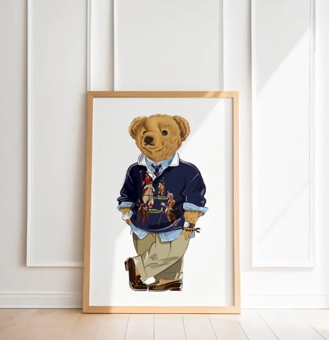 Póster de arte de pared de oso polo, póster de revista de moda