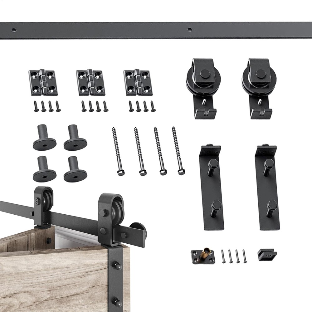 34in Black Bifold Sliding Door Track,Sliding barn door hardware kit,Brand New