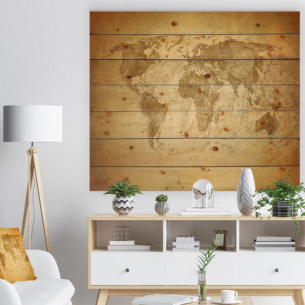 Designart 'Vintage Classic Map' Contemporary Print on  Small