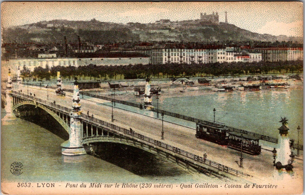 Vintage Lyon France Postcard ~ Pont du Midi over the Rhône ~ Early 1900s
