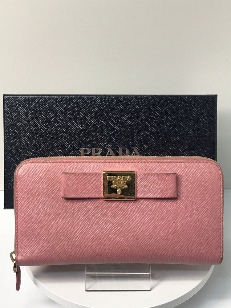 Prada Saffiano Leather Zip Wallet in Pink
