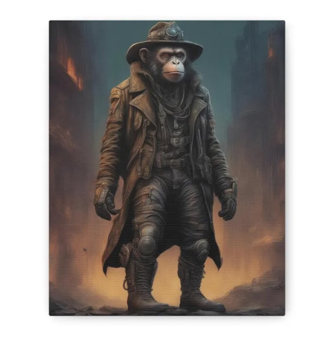 Post Apocalyptic Primate Fantasy Wall Art for Home Decor  